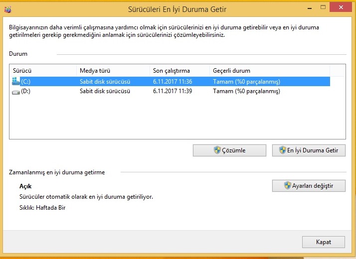 Windows Disk Birleştirme